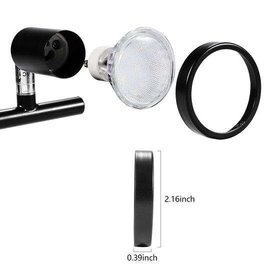 6 Pack GU10/MR16 Bulb Decorative Trim Rings, Heat Insulation Anti-Scald Protective Rings for Track Lighting, Snap-On Spring-Loaded Design (Matte Black)