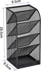 Modern Metal Mesh Pencil Holder, 5-Compartment Desk Organiser, Black Angled Pen Holder