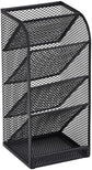 Modern Metal Mesh Pencil Holder, 5-Compartment Desk Organiser, Black Angled Pen Holder