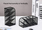Modern Metal Mesh Pencil Holder, 5-Compartment Desk Organiser, Black Angled Pen Holder