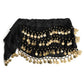 Belly Dance Hip Scarf with 128 Gold Coins, Mardi Gras Carnival Performance Belt Costume
