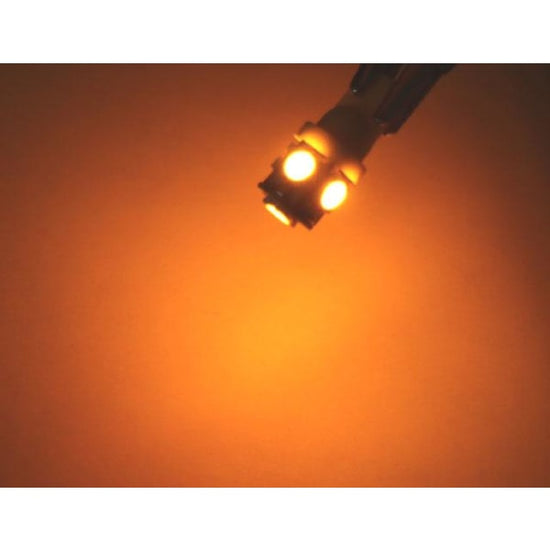 T10 w5w LED with 5 pcs 5050SMD Yellow-Orange chip 12v DC 10-pack Yellow Yellow