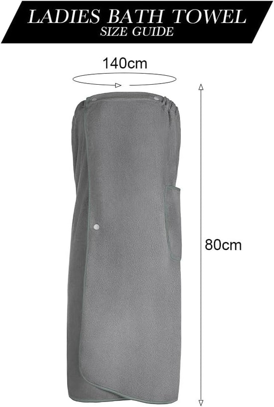 Sauna Skirt for Women with Pockets and Buttons Long Towel Grey