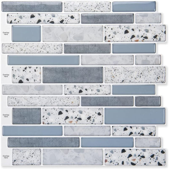 Self-Adhesive Wall Tiles Vinyl Kitchen Tile Marble Blue 10 Pieces