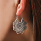 Vintage Silver Mandala Flower Dangle Earrings