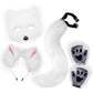 Fox Tail & Ears Set, Cat Costume with Gloves, White Halloween Cosplay Accessories white