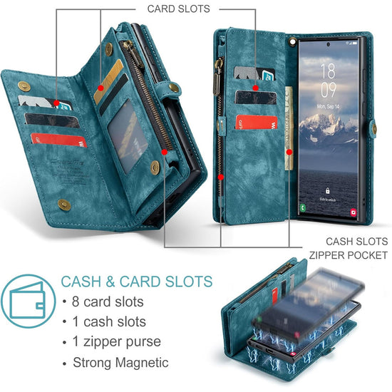 Retro Leather Wallet Case with Card Holder and Magnetic Closure iPhone 16 and Samsung S25 DarCompatible with k Pink