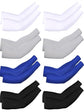 8-Pack Unisex UV Protective Arm Warmers for Cooling White Black Gray Blue, Ice Silk