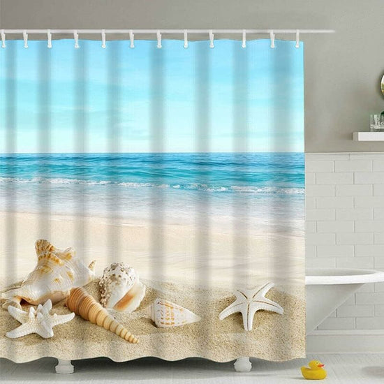 Waterproof Anti-Mildew Shower Curtain 200x240 cm Beach Elegant Pattern