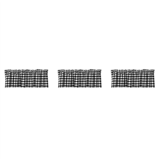 Checkered Kitchen Curtain Farmhouse Style 3-Pack Window Decoration in Black and White