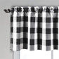 Checkered Kitchen Curtain Farmhouse Style 3-Pack Window Decoration in Black and White