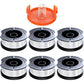 Black & Decker Trimmer Replacement Spools - 6 Pieces of 1.65mm Line, 10m Each, Includes Extra Spring & Cap