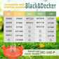 Black & Decker Trimmer Replacement Spools - 6 Pieces of 1.65mm Line, 10m Each, Includes Extra Spring & Cap