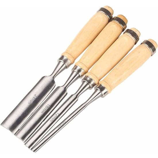 Wood Carving Chisel Set 4pcs Iron Hollow Woodworking Tools 6mm 12mm 18mm 24mm