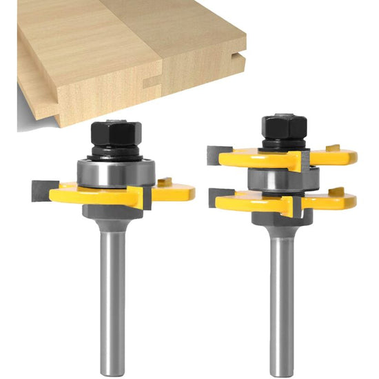 8mm Shank T-Slot Milling Cutter Set, 2Pcs 3-Flute Woodworking Tools