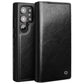 Compatible with Samsung Galaxy S24 Ultra Compatible Genuine Leather Wallet Phone Case Flip Stand Cover Black