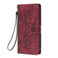 Compatible with Samsung Galaxy S21 Ultra 5G Case Red Mandala Embossed Retro Frosted Leather Phone Cover