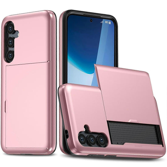 Compatible with Samsung Galaxy A16 5G 4G Compatible Case with Card Holder TPU PC Back Cover Rose Gold