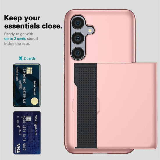 Compatible with Samsung Galaxy A16 5G 4G Compatible Case with Card Holder TPU PC Back Cover Rose Gold