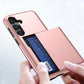 Compatible with Samsung Galaxy A16 5G 4G Compatible Case with Card Holder TPU PC Back Cover Rose Gold
