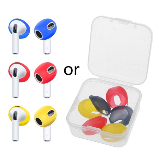 3 sets of earplugs for Airpods Pods 3 silicone ear caps Bluetooth compatible headphones Earplugs Ear cushions Ultra-thin anti-slip Blue red yellow Blue red yellow