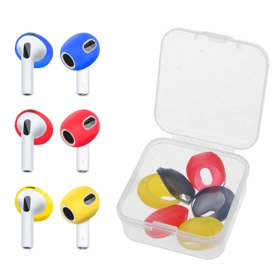 3 sets of earplugs for Airpods Pods 3 silicone ear caps Bluetooth compatible headphones Earplugs Ear cushions Ultra-thin anti-slip Blue red yellow Blue red yellow