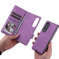 Compatible with Samsung Galaxy Z Fold 3 Case, Magnetic Leather Protective Cover with Card Slot \u0026 Stand, Samsung, Blue