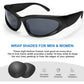 Wrap Around Fashion Glasses for Men Women Trendy Fast Oval Dark Futuristic Sunglasses Goggles Eyebrow