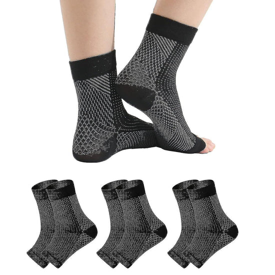 3 pairs of neuropathy socks, soothing socks for neuropathy pain, tendinitis compression socks, plantar fasciitis, neuropathy - Black - L XL