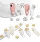 20pcs Snowflake Nail Charms with Rhinestones Silver Gold Christmas Decorations Alloy Nail Jewelry Snowflake Nails Design 3D Charms for Nails Decor DIY Craft Home&Salon