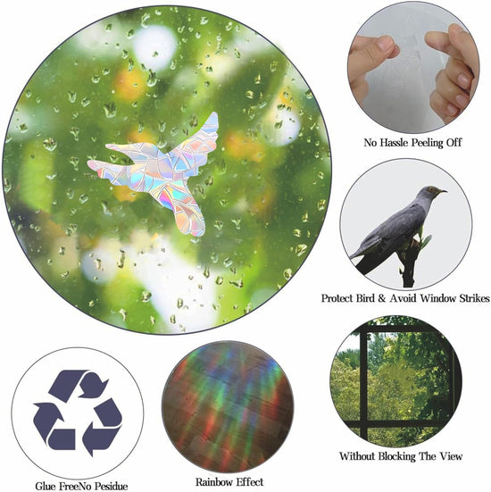 54 Pieces Birds Static Window Clings Anti Collision Window Decals for Bird Strikes, Glass Door Window Stickers, Stop Birds Flying into Windows, Hummingbird Style