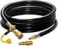 12 FT RV Propane Quick Connect Hose, RV Quick Connect Propane Hose, Quick Disconnect Propane Hose Extension - 1/4 Inch Safety Shutoff Valve & Male Full Flow Plug for LP Gas Low Pressure System