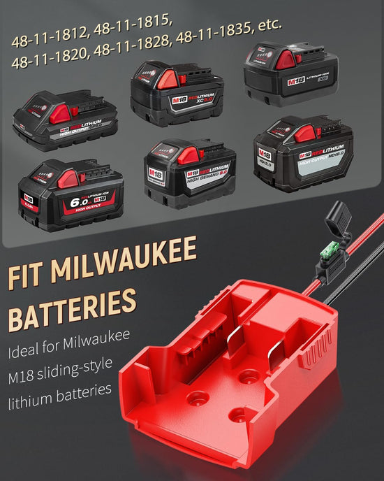 Power Wheel Adapter for Milwaukee M18 Battery, Peg-Perego Milwaukee Battery Adapter with Original Wire Harness Connector, DC Power Adapter Conversion for Peg-Perego Children&