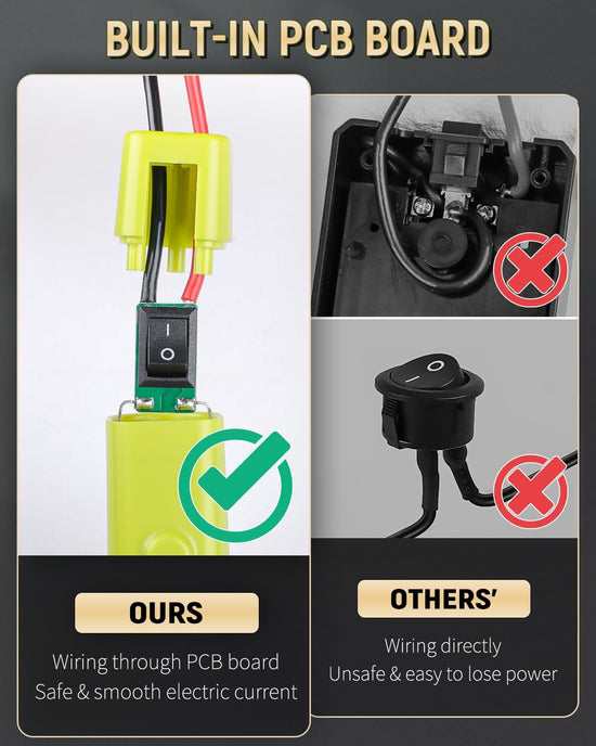2 Pack Power Wheel Adapter for Ryobi 18 V Battery with Switch, DC Power Adapter, Battery Conversion with Fuse Switch 12 AWG Wires & Wire Terminal
