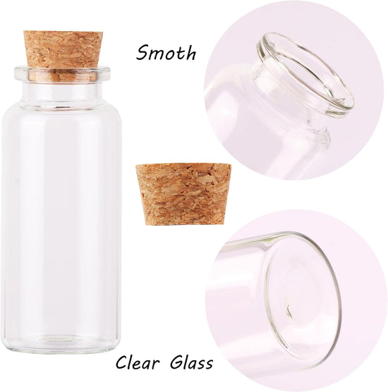 30ml Cork Stoppers Glass Bottles, Small Jars for Candy Wishing Bottle Wedding Favors (12 Sets)