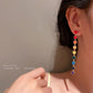 Heart Rainbow Chain Stud Earrings for Women Cool Weird Lightweight Resin Acrylic Personality Dangle Drop Earrings Jewelry