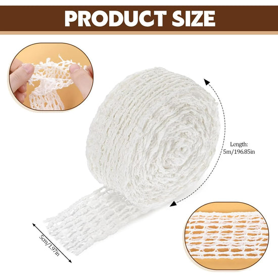 16.4ft Meat Netting Roll, Size 18, Elastic Smoked Meat Beef Poultry Ham Netting Cooking Meat Twine Net Cooked Food Mesh Bag for Meat Cooking or Drying Sausage Making