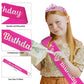 Hot Pink Birthday Headband & Crown - Happy Birthday Princess Tiara for Women & Girls - Party Decorations