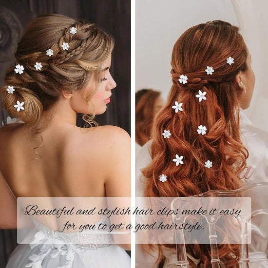 Mini Rhinestone Hair Pins - 20Pcs Cute Small Decorative Wedding & Bridal Barrettes With Flowers for Girls & Women (4 Flower Patterns)