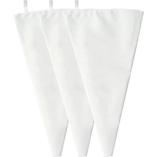 3 Pack Reusable Piping Bags, 18 Inch Cloth Pastry Bags Cake Decorating Bags Icing Piping Bag Hangable Frosting Piping Bags(White)