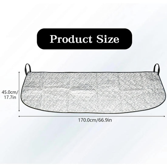 Car Front Windshield Cover Shade, 66.9"×17.7" Windshield Snow Cover for Fallen Leaf Dust and Snow, Universal Windshield Protector for All Seasons(Silver)
