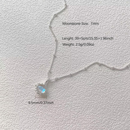 925 Sterling Silver Dainty Moonstone Choker Necklaces for Women Cute Blue Crystal Chain Pendant Necklace Moonstone Jewelry New Beginnings Birthday Wedding Gifts to Daughter Mother