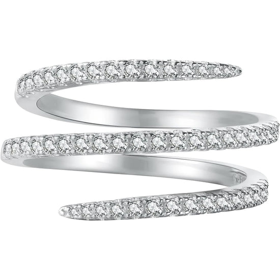 Sterling Silver Wrap Ring For Women Hug Ring Twist Ring 925 CZs Entwined Line Thumb Ring Dainty Statement Rings Multi Lanyed Wedding Band Jewelry Gifts for Her US Size 5-8