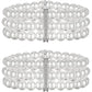Pearl Cuff Bracelet 2pcs 1920s Imitation Pearl Bracelet Multi-Layered Elastic Bangle 3 Rows Faux Pearls Accent Off White Stretch Wrist Bracelet Vintage Pearl Bracelets For Women Bridal Wedding Jewelry