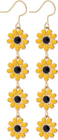 Boho Flower Dangle Earrings for Women,Chic White Yellow Drop Flower Statement Earrings Tropical Beach Jewelry