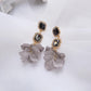 Vintage Acrylic Black Rose Petal Earrings for Women,Dangle Exaggerated Flower Earrings Statement Floral Tassel Earrings Valentine&