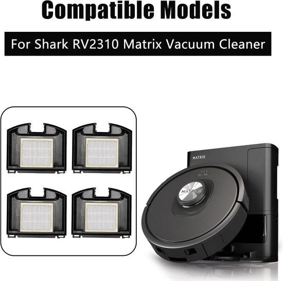 4 Pack HEPA Filters for Shark RV2310 Matrix Robot Vacuum Cleaner, Washable Filter Replacement Accessories