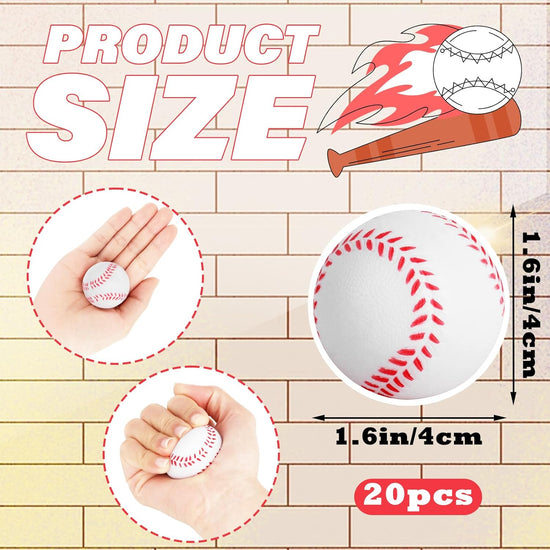 Mini Baseball Stress Ball 20 Packs Baseball Party Favors Small Foam Squeeze Anxiety Toy Sports Squishy Ball for Kids School Carnival Reward Baseball Party Decorations Supplies