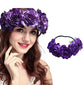 Rose Floral Headpiece - Fake Flower Crown, Headband for Women, Girls, Hair Accessory, and Pet Wreath (Purple)