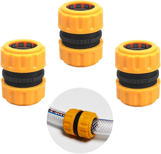 3 PCS Garden Hose Repair Kit Durable Hose Repair Connector Extender 3/4" or 5/8" Water Hose Connectors Water Hose Repair Hose Mender for Garden Hose Pipe Quick Repair Connection Yellow